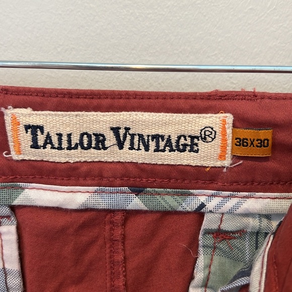 Tailor Vintage Airotec Cotton Canvas Chino Slim Fit Stretch Red Mens 36x30 NEW - Picture 10 of 16